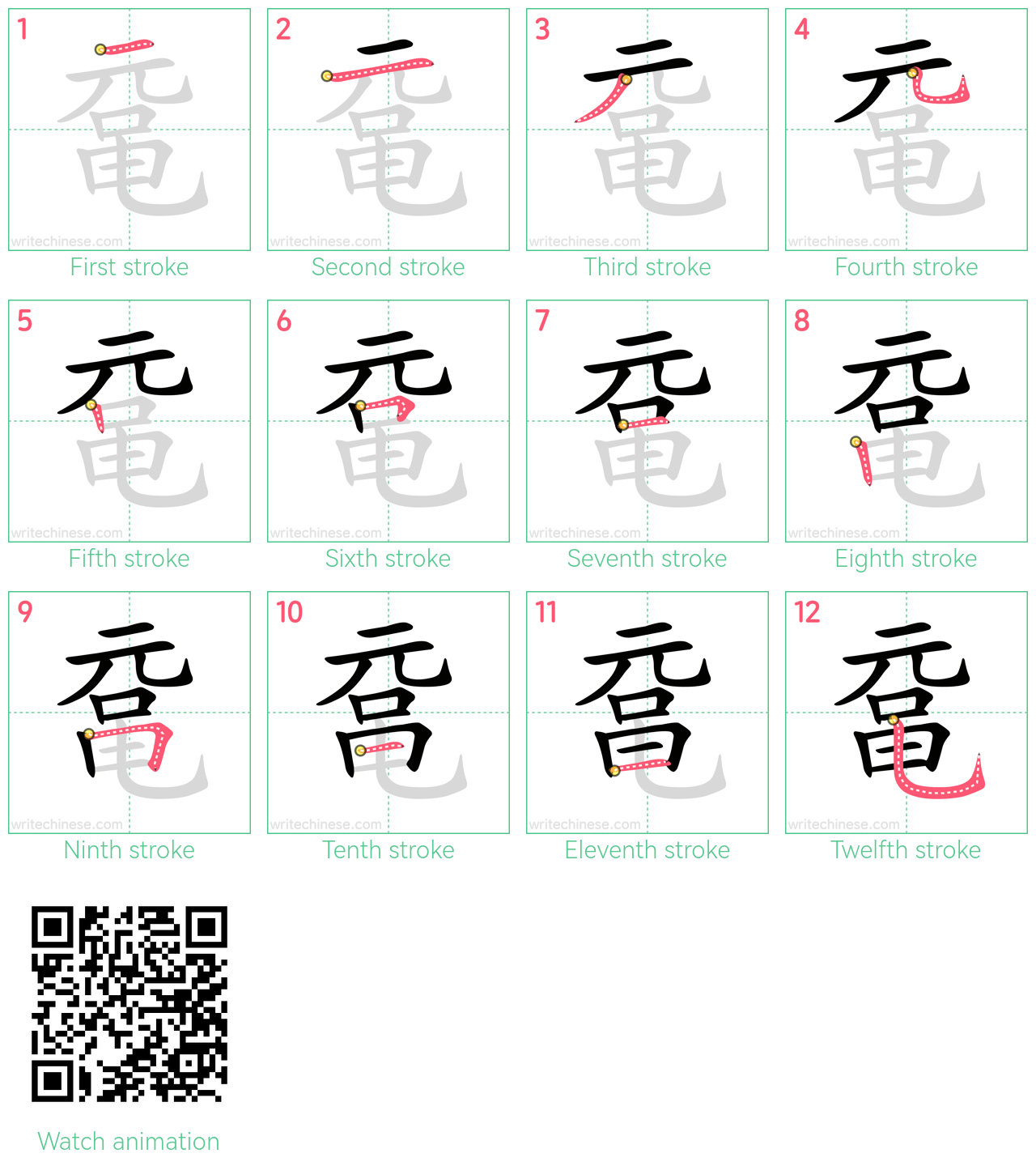 鼋 step-by-step stroke order diagrams