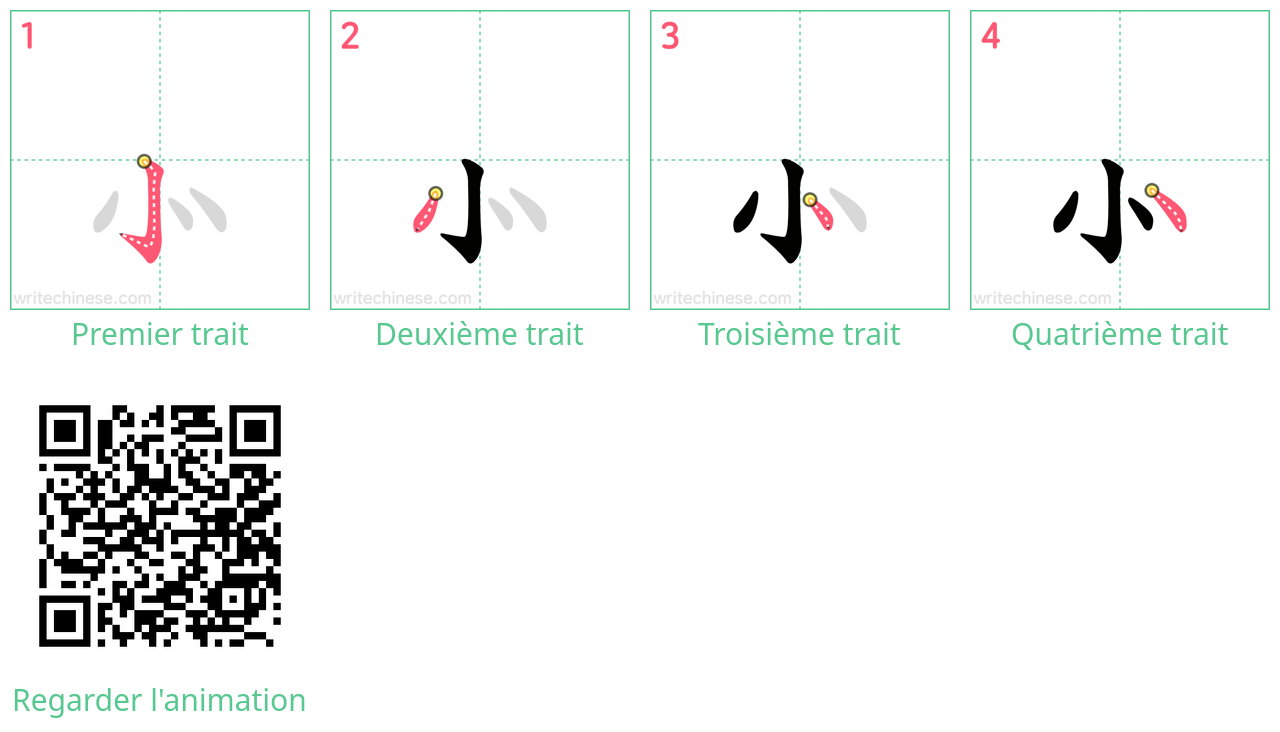 Diagrammes d'ordre des traits étape par étape pour le caractère ⺗