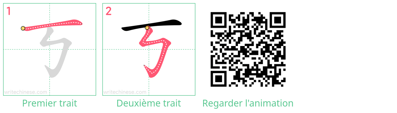 Diagrammes d'ordre des traits étape par étape pour le caractère 丂