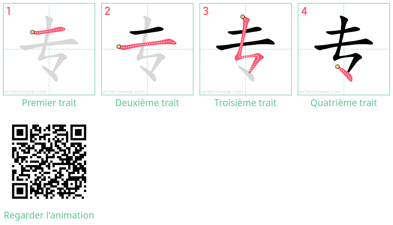 Diagrammes d'ordre des traits étape par étape pour le caractère 专