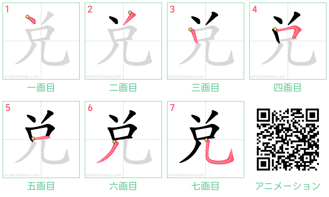 中国語の漢字「兌」の書き順 筆順