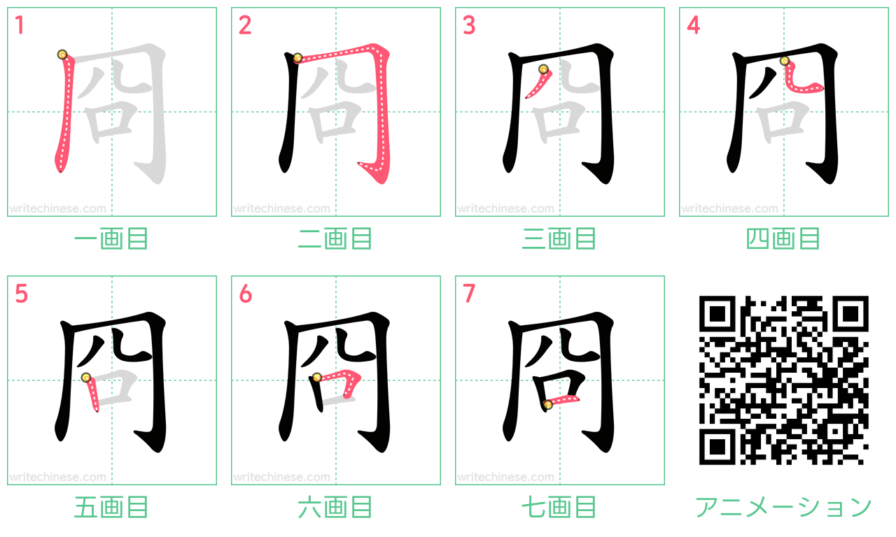 中国語の漢字「冏」の書き順 筆順
