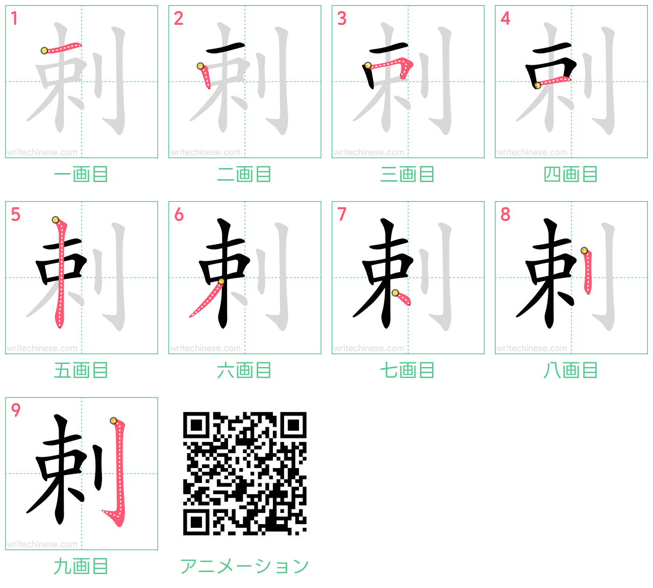 中国語の漢字「剌」の書き順 筆順