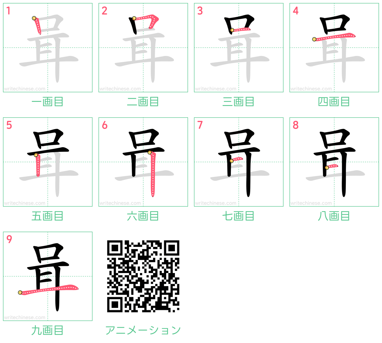 中国語の漢字「咠」の書き順 筆順