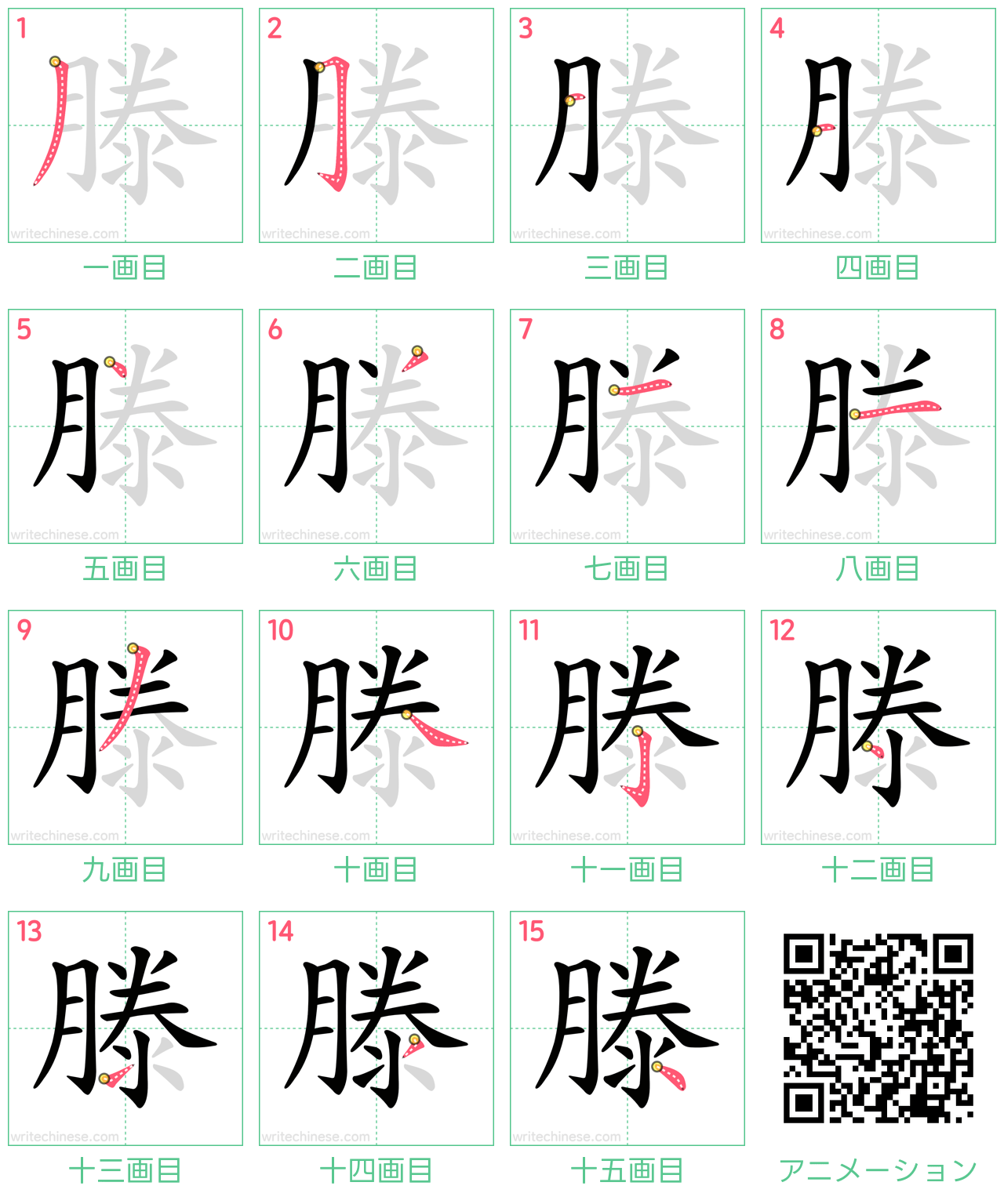 中国語の漢字「滕」の書き順 筆順