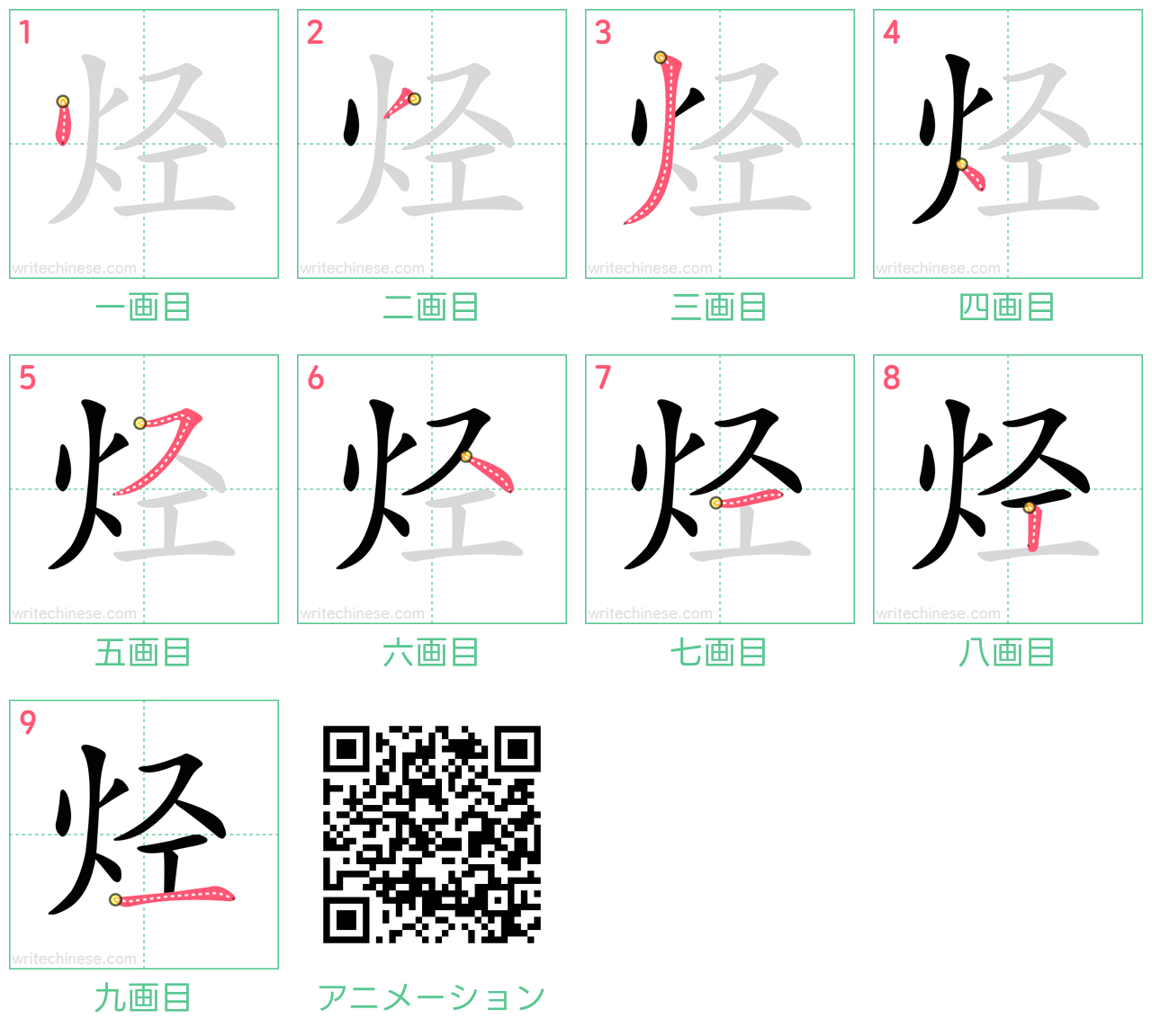 中国語の漢字「烃」の書き順 筆順