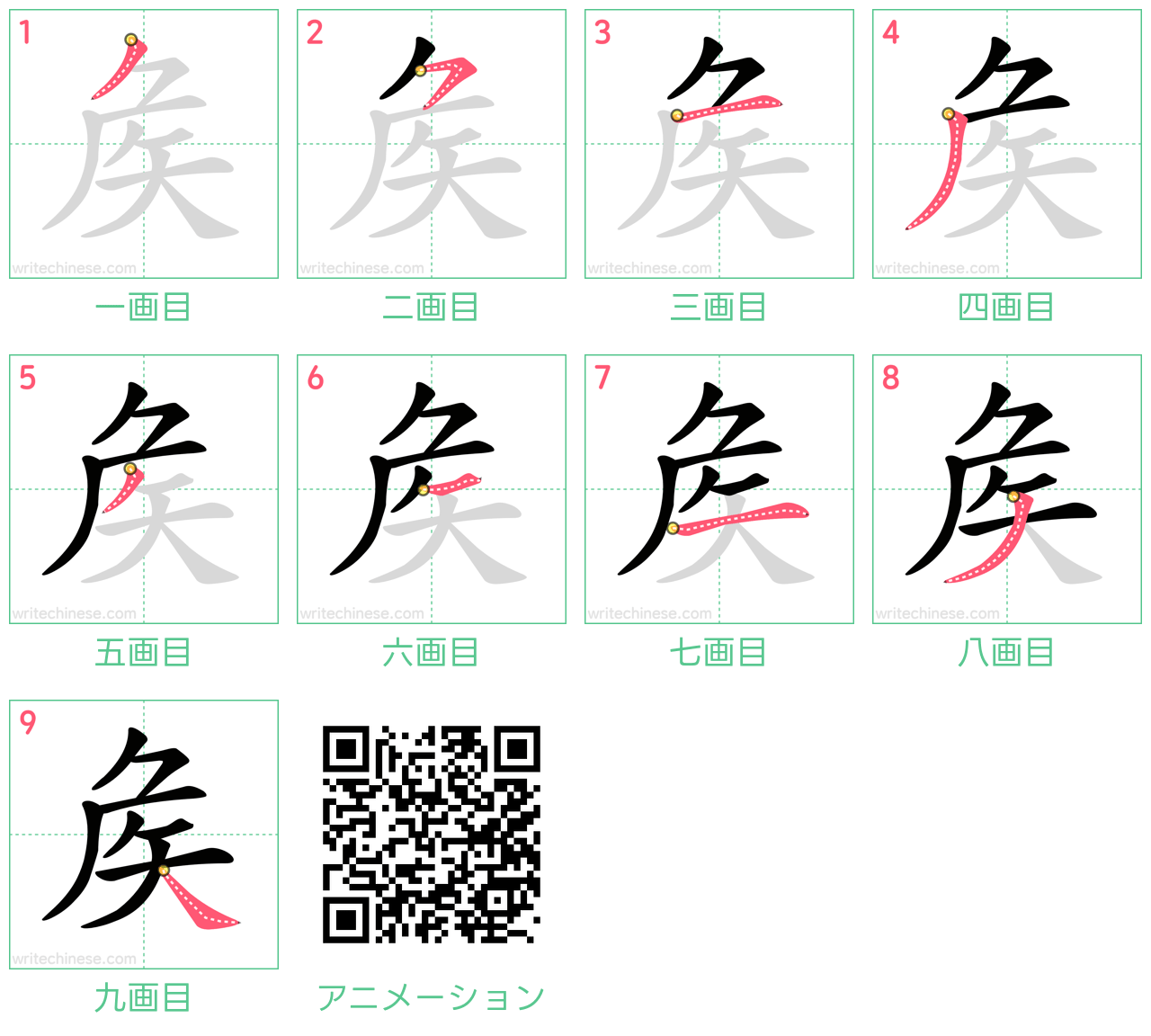 中国語の漢字「矦」の書き順 筆順