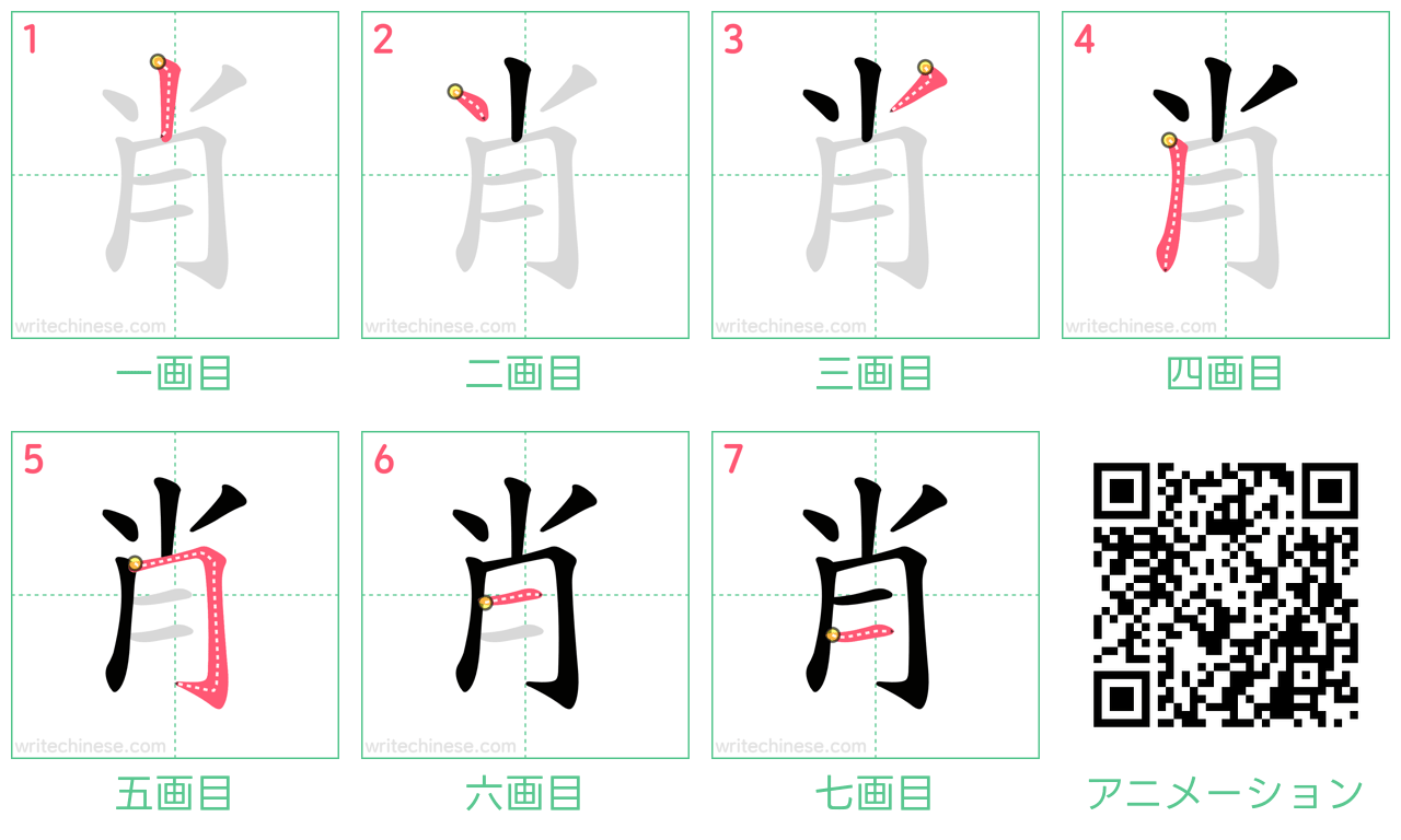 中国語の漢字「肖」の書き順 筆順