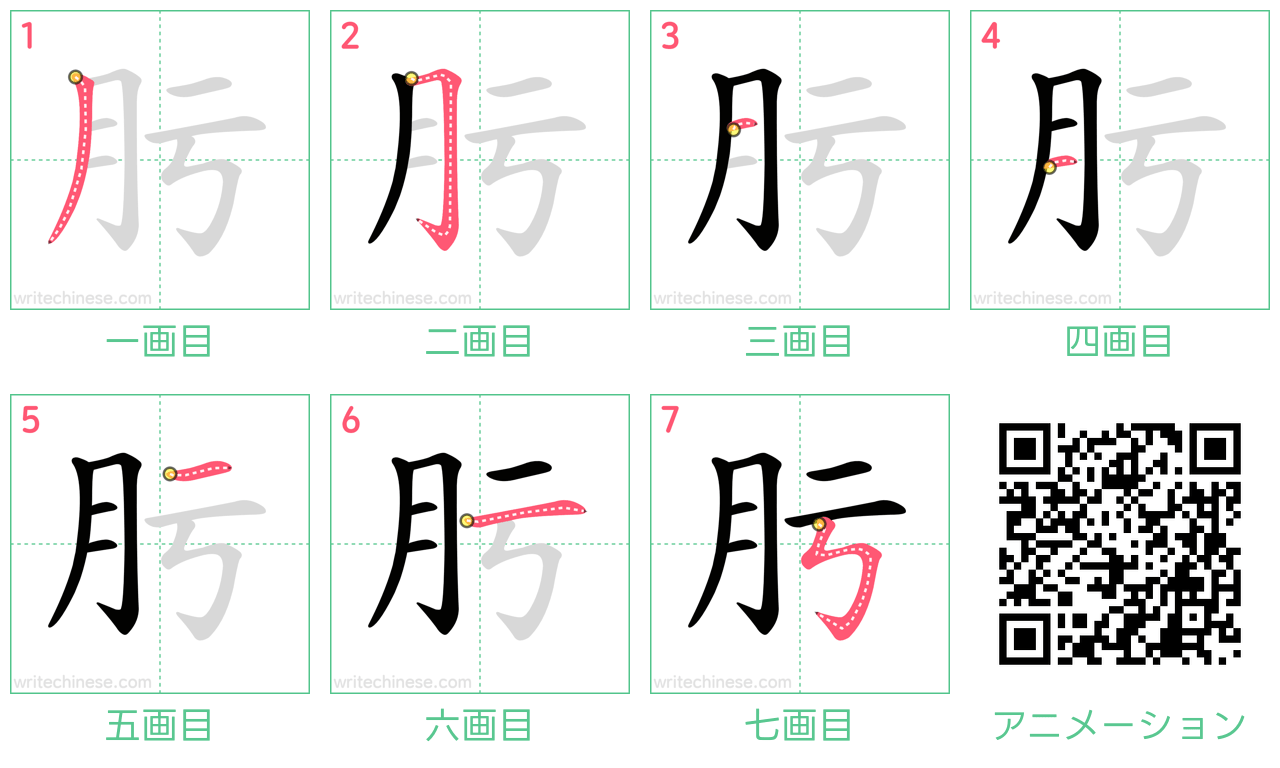 中国語の漢字「肟」の書き順 筆順