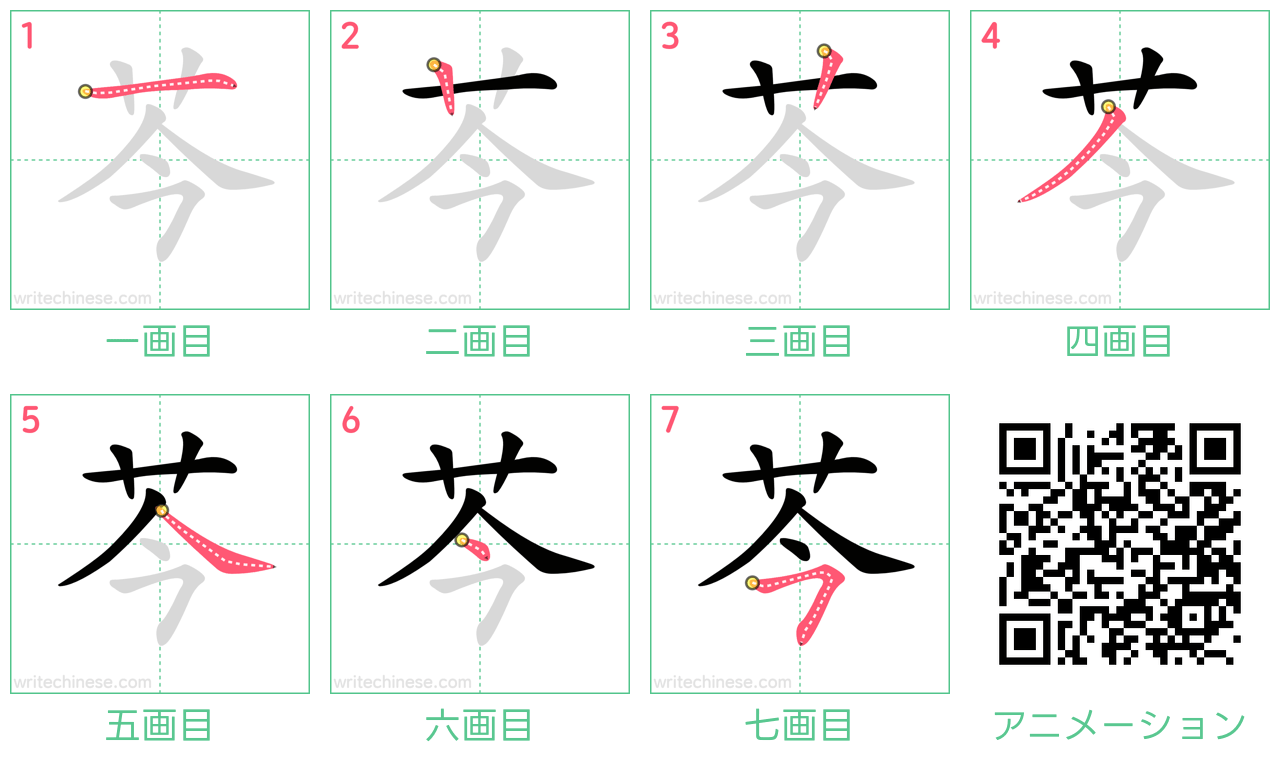 中国語の漢字「芩」の書き順 筆順