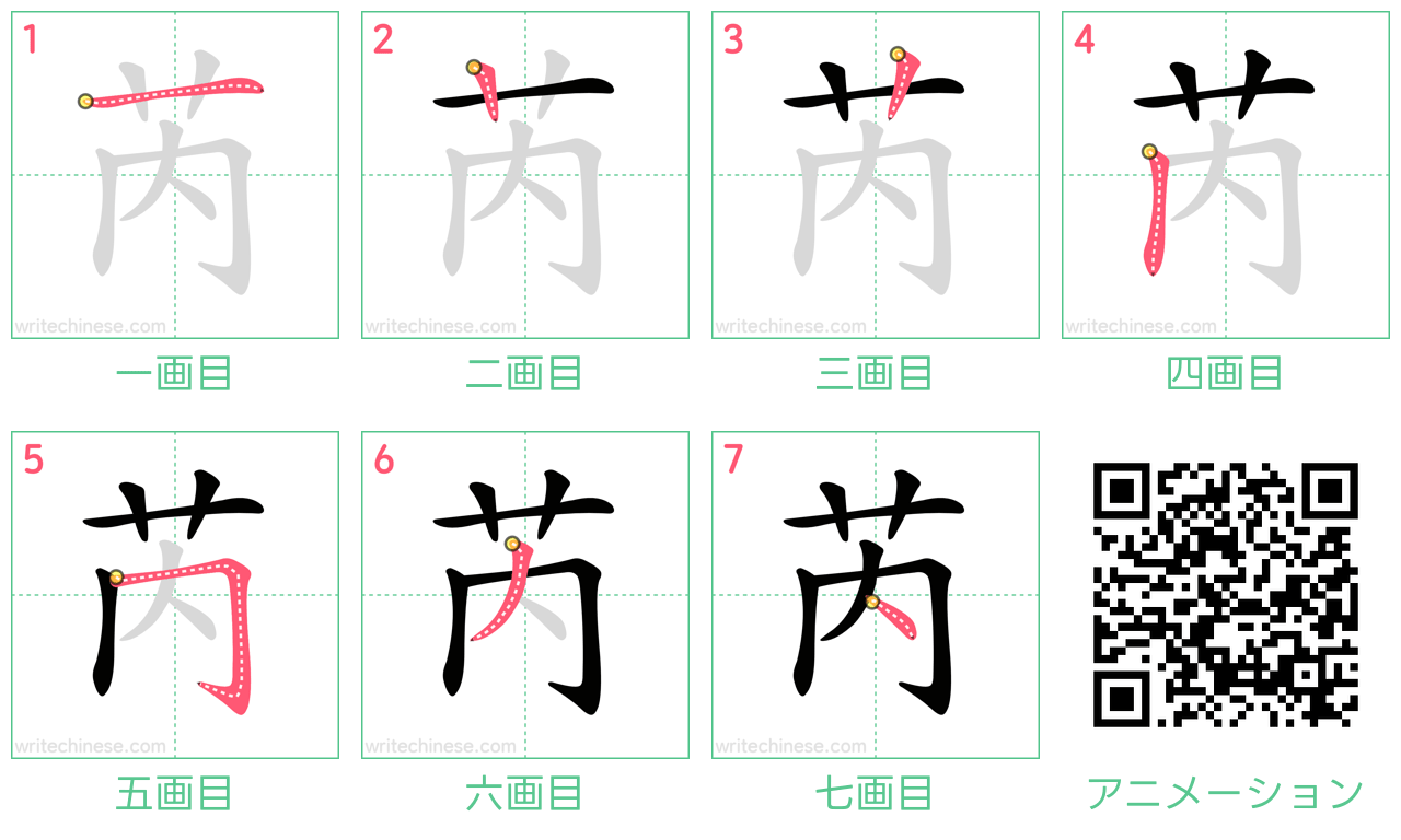 中国語の漢字「芮」の書き順 筆順