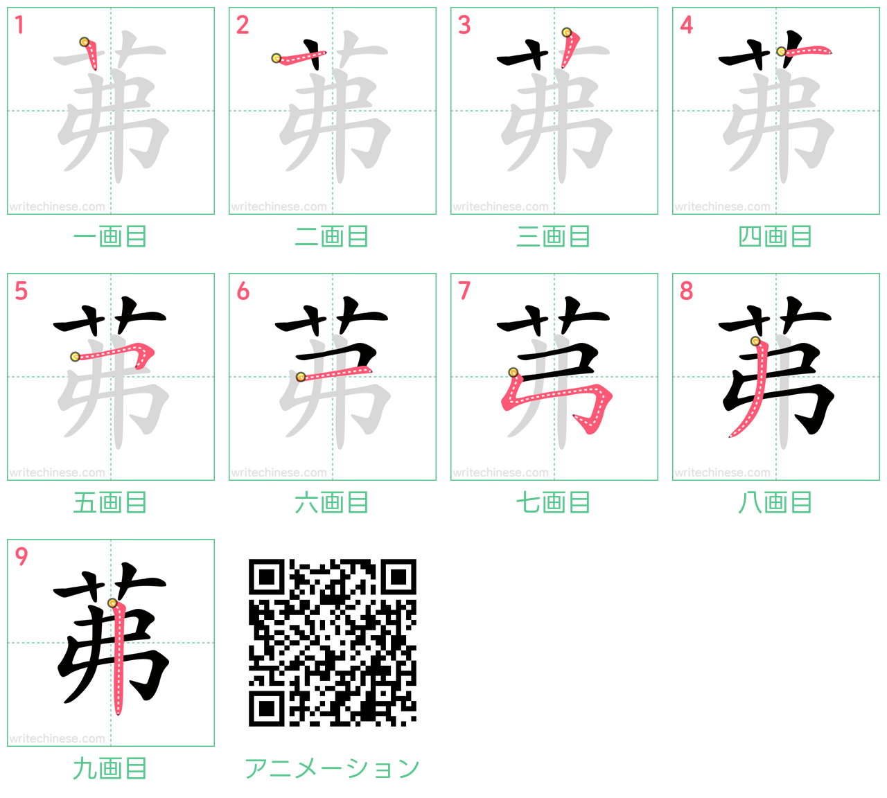 中国語の漢字「茀」の書き順 筆順