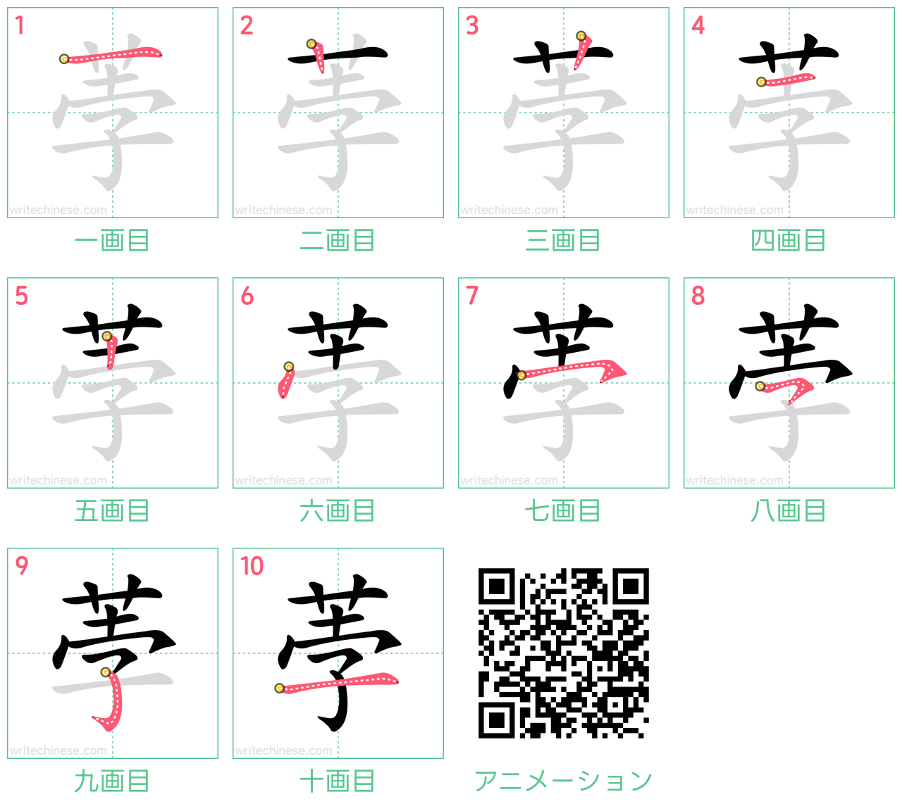 中国語の漢字「荸」の書き順 筆順