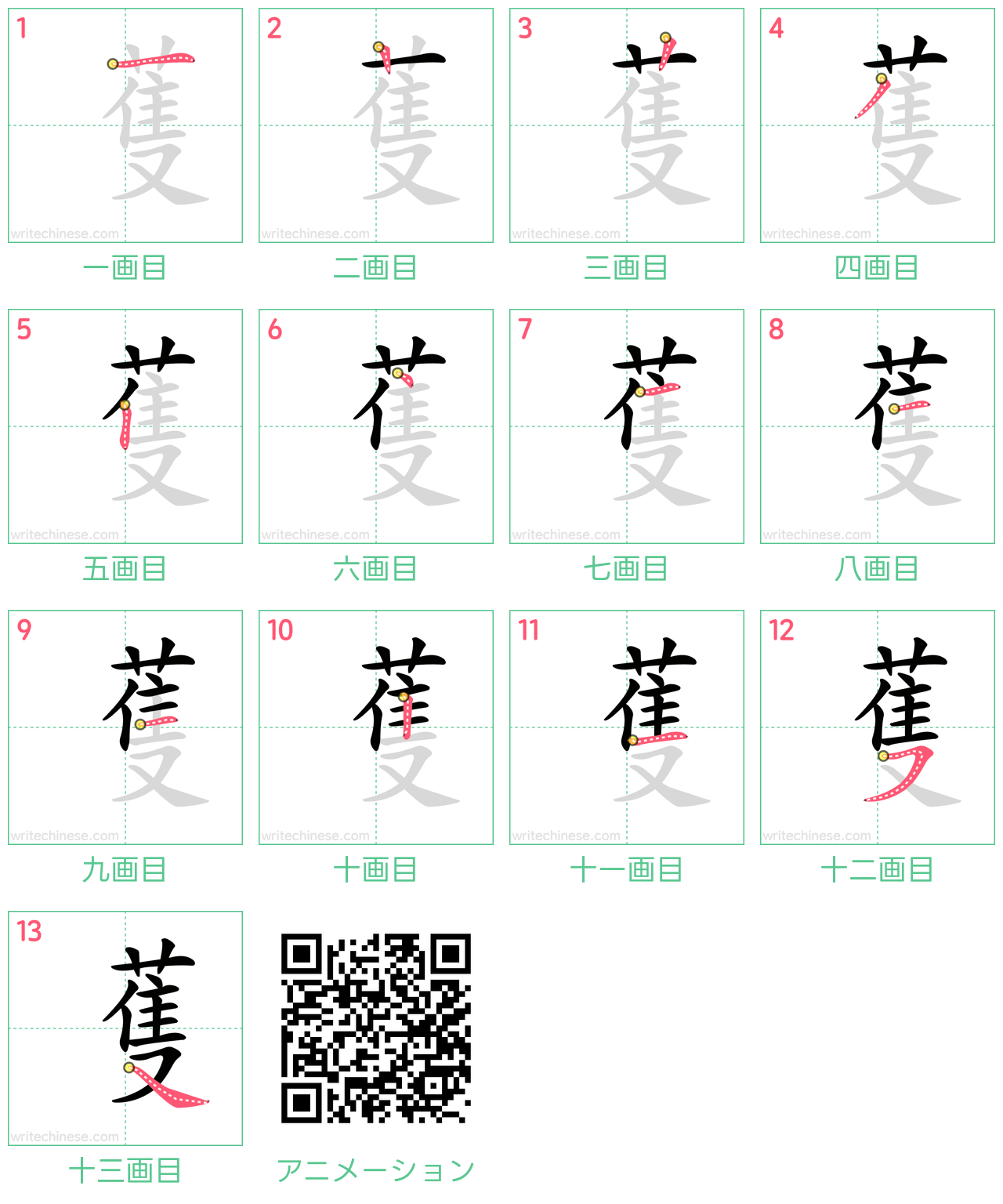 中国語の漢字「蒦」の書き順 筆順