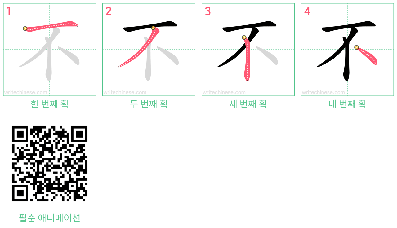 不 step-by-step stroke order diagrams