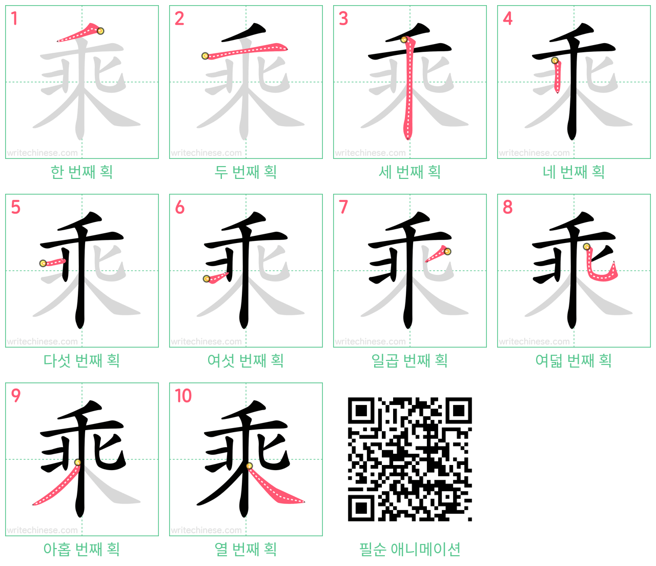 乘 step-by-step stroke order diagrams