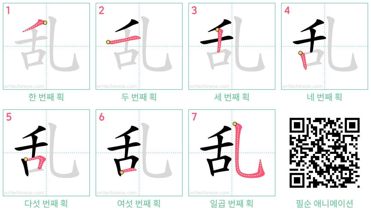 乱 step-by-step stroke order diagrams