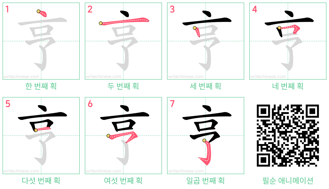 亨 step-by-step stroke order diagrams