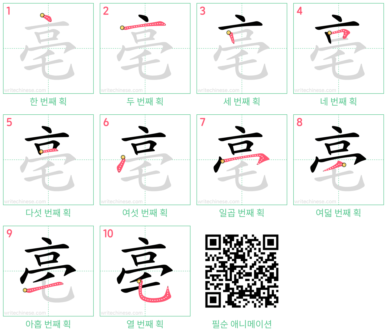 亳 step-by-step stroke order diagrams