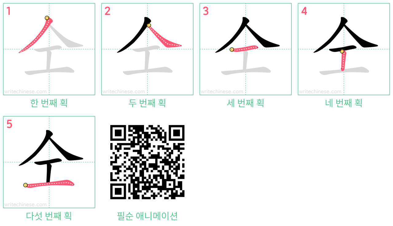 仝 step-by-step stroke order diagrams