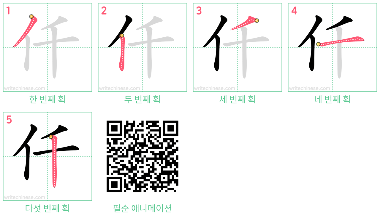 仟 step-by-step stroke order diagrams