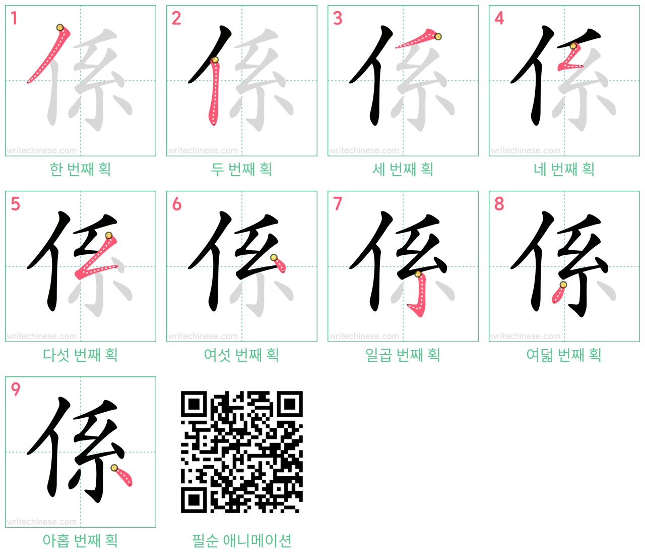 係 step-by-step stroke order diagrams