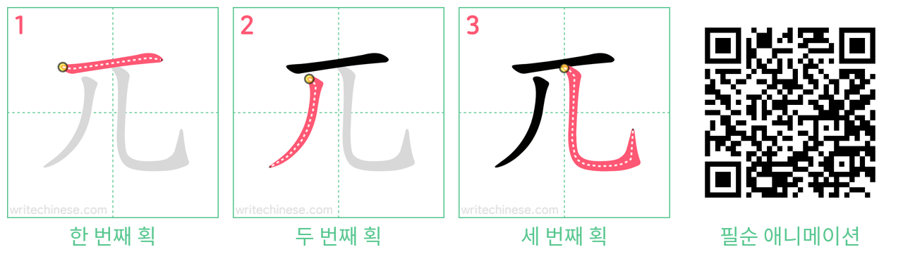 兀 step-by-step stroke order diagrams