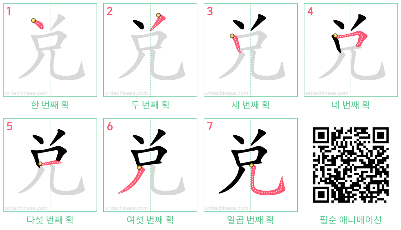 兌 step-by-step stroke order diagrams