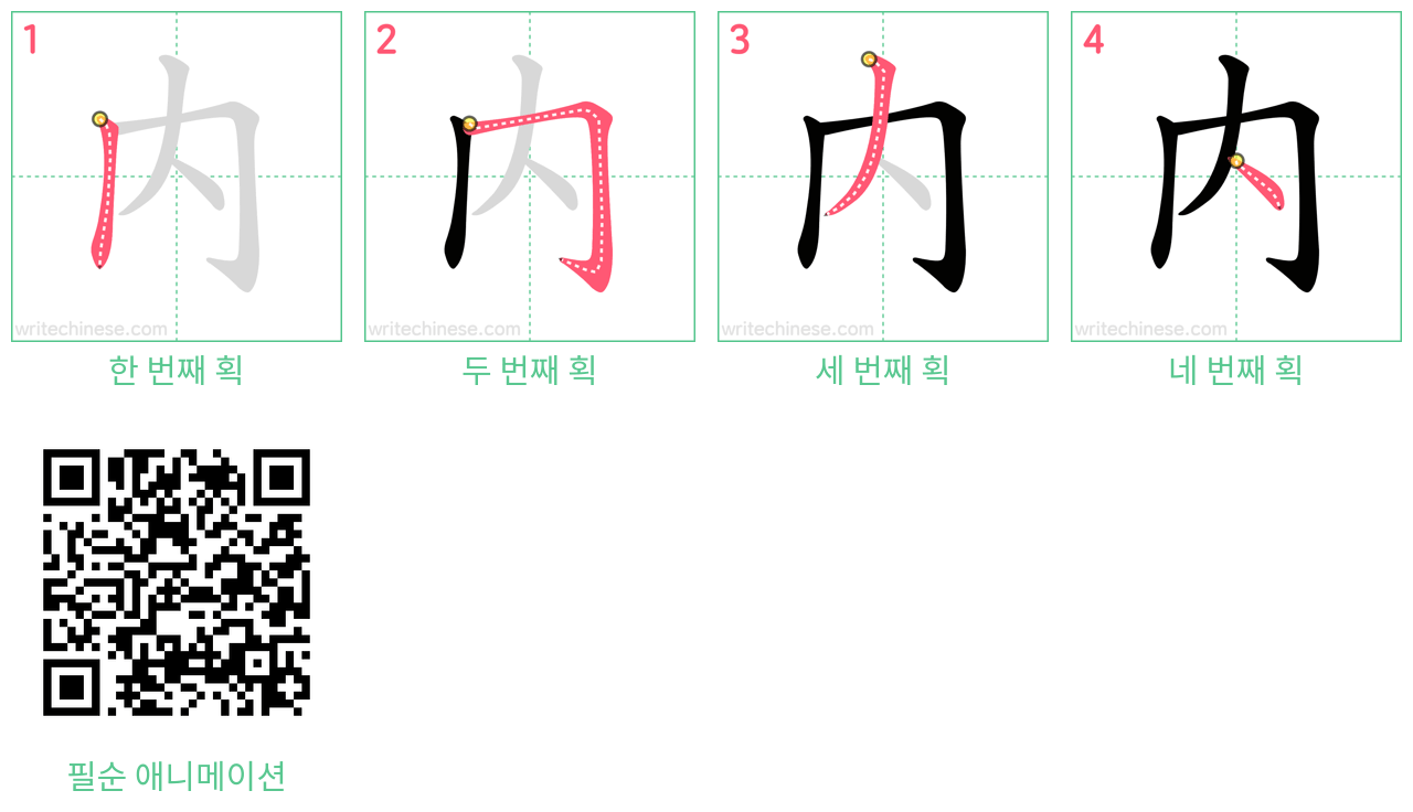 内 step-by-step stroke order diagrams