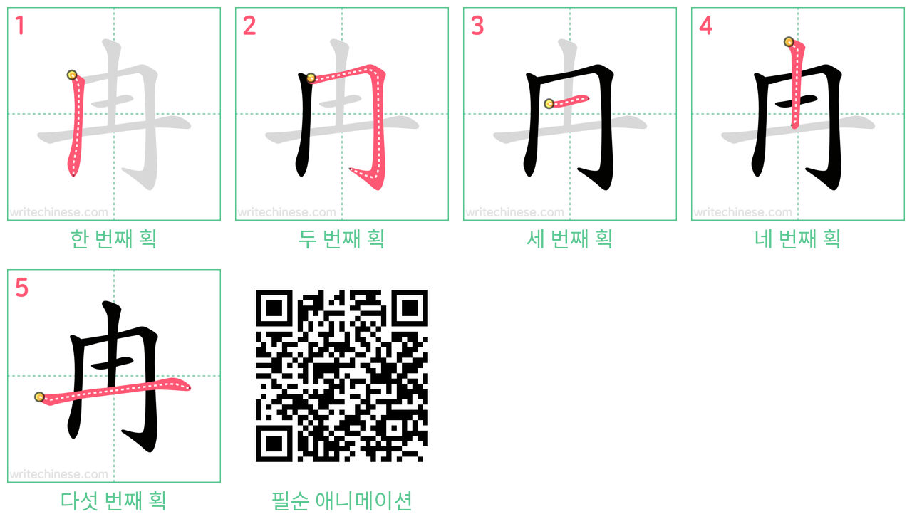 冉 step-by-step stroke order diagrams