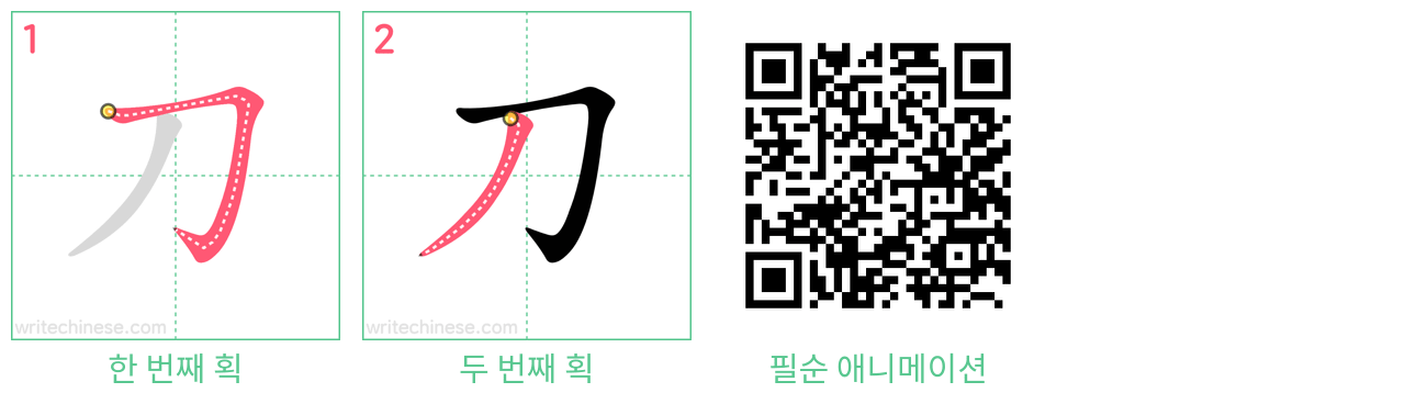 刀 step-by-step stroke order diagrams