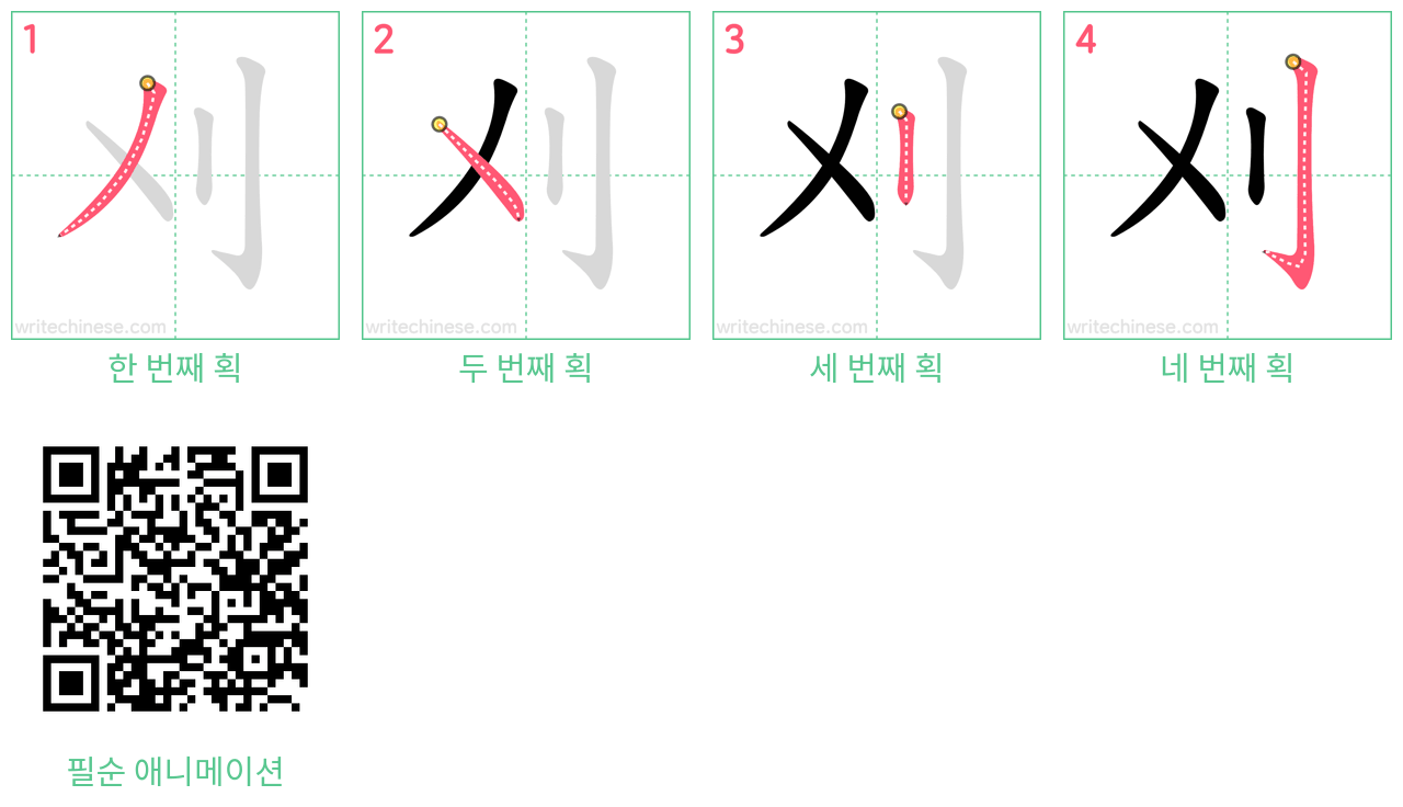刈 step-by-step stroke order diagrams
