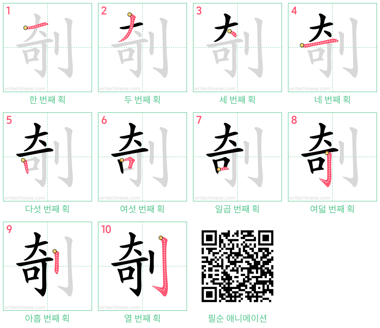 剞 step-by-step stroke order diagrams