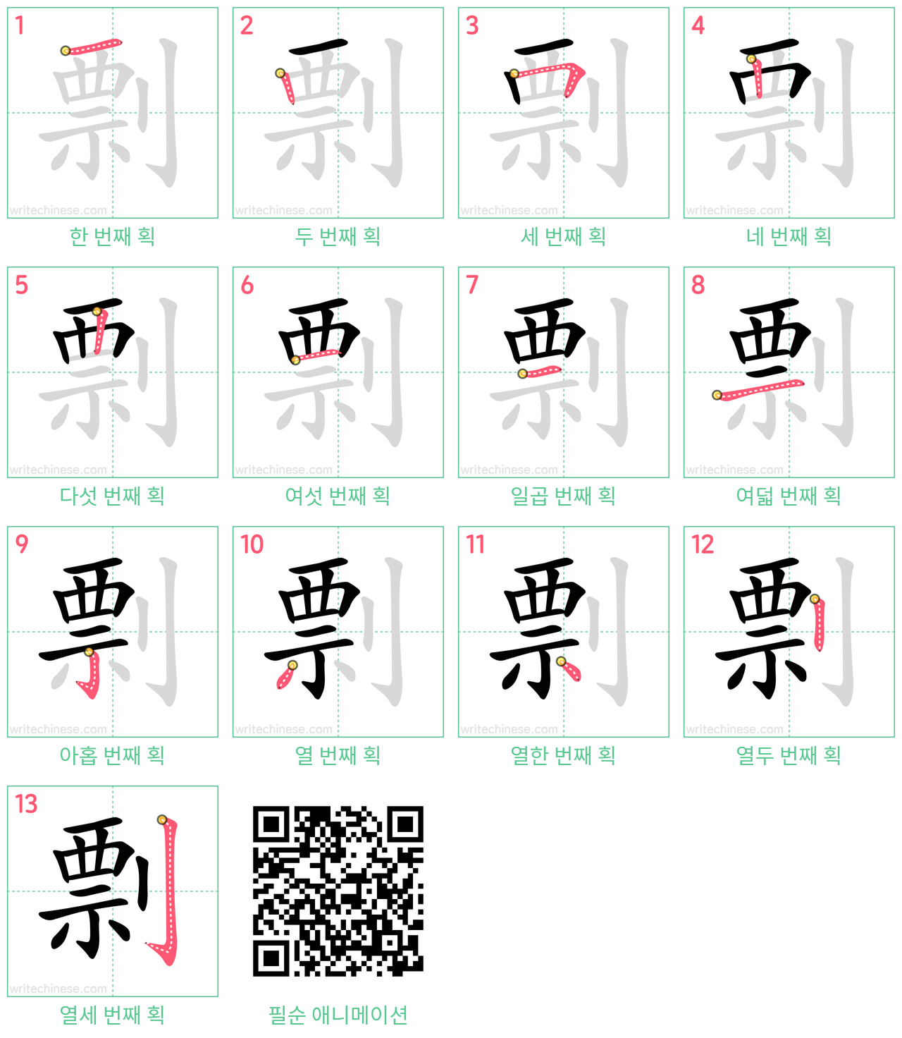 剽 step-by-step stroke order diagrams