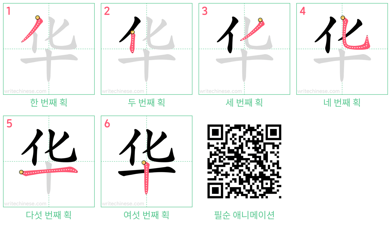 华 step-by-step stroke order diagrams