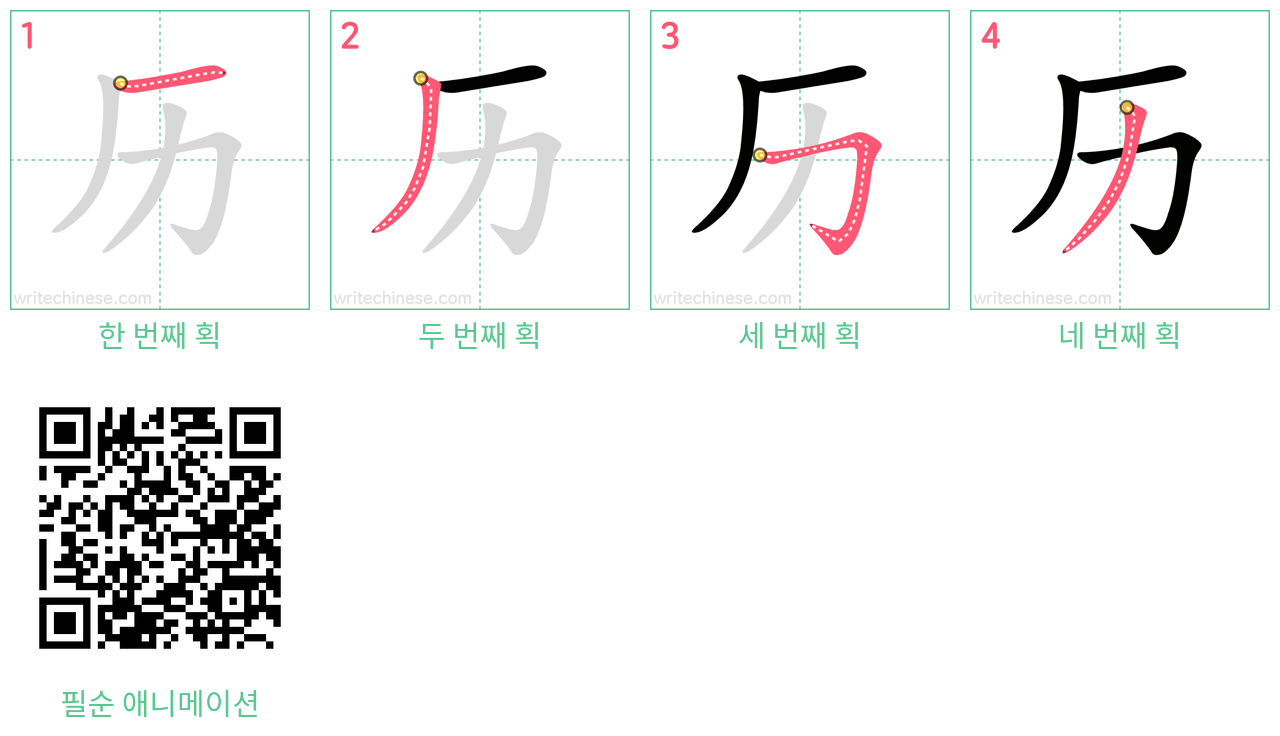 历 step-by-step stroke order diagrams