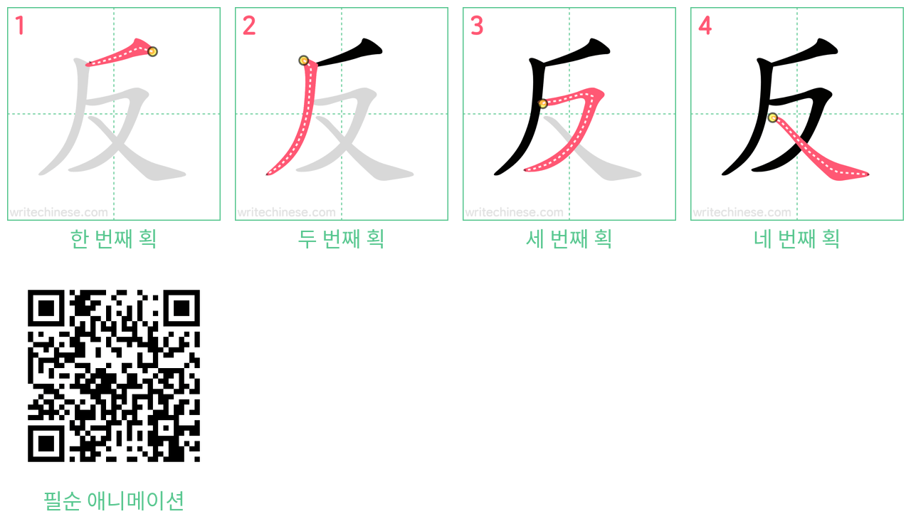 反 step-by-step stroke order diagrams