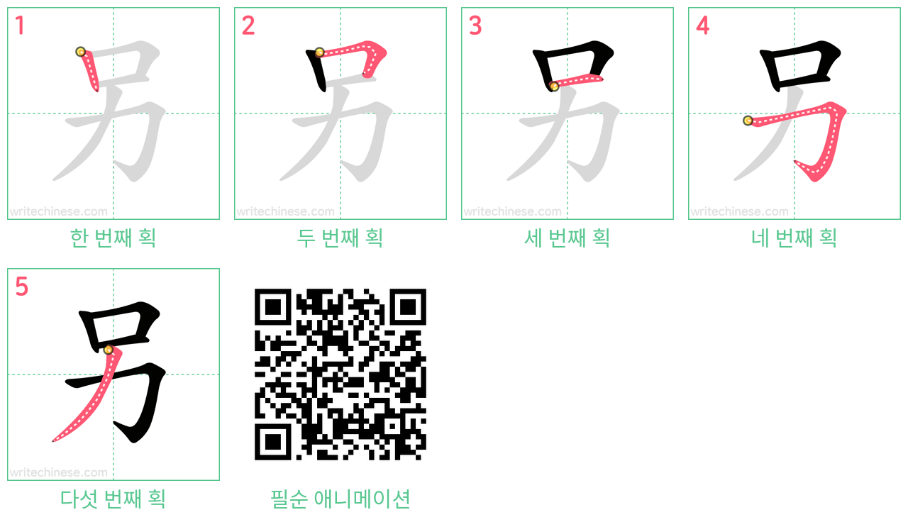 另 step-by-step stroke order diagrams