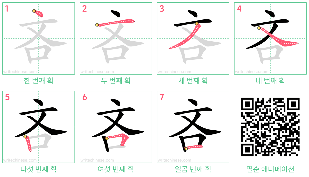 吝 step-by-step stroke order diagrams