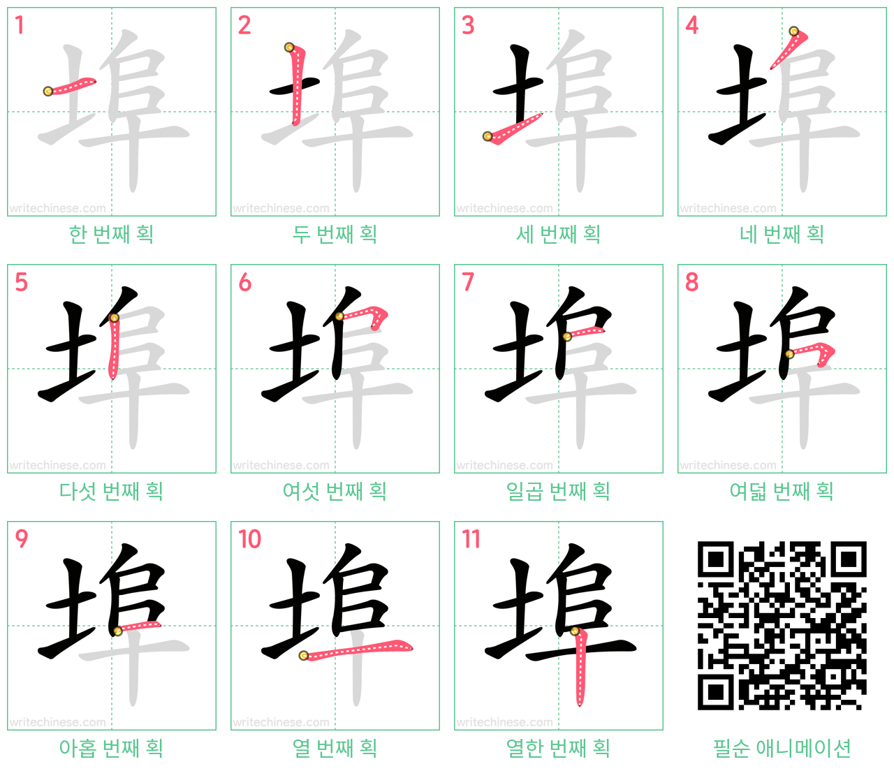 埠 step-by-step stroke order diagrams