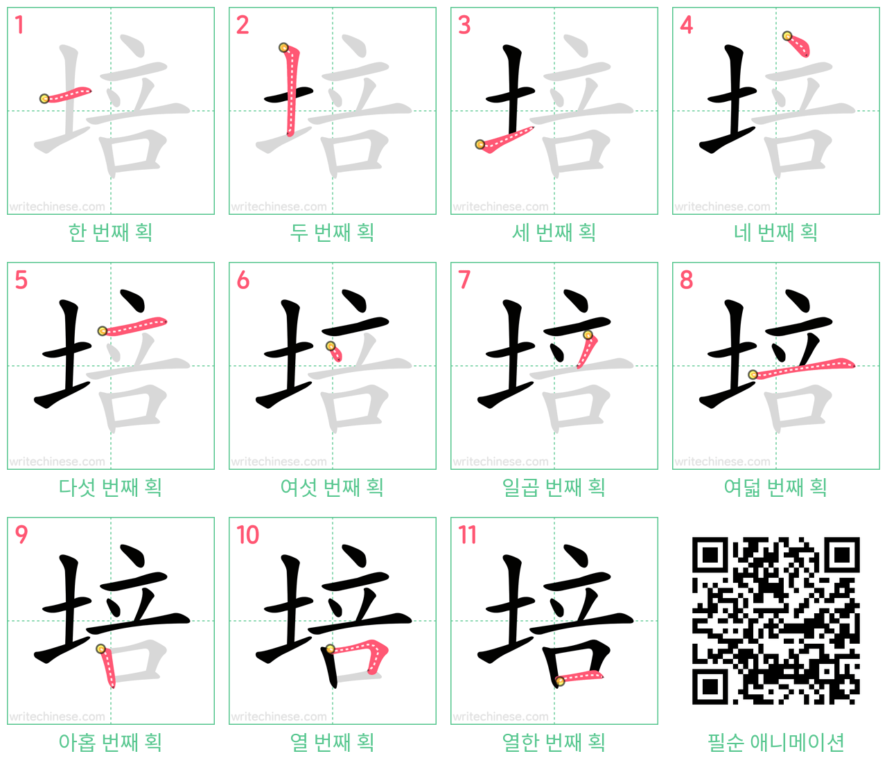培 step-by-step stroke order diagrams