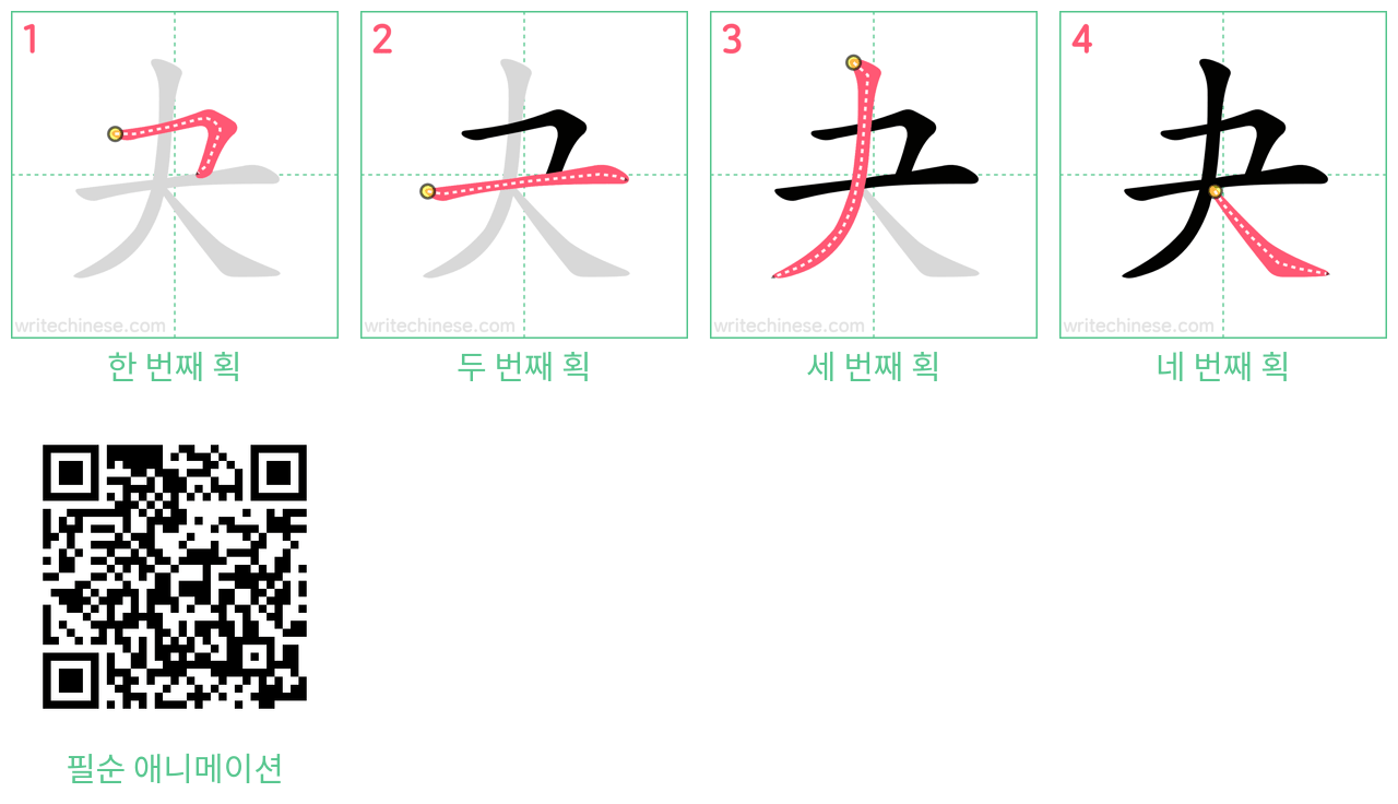 夬 step-by-step stroke order diagrams