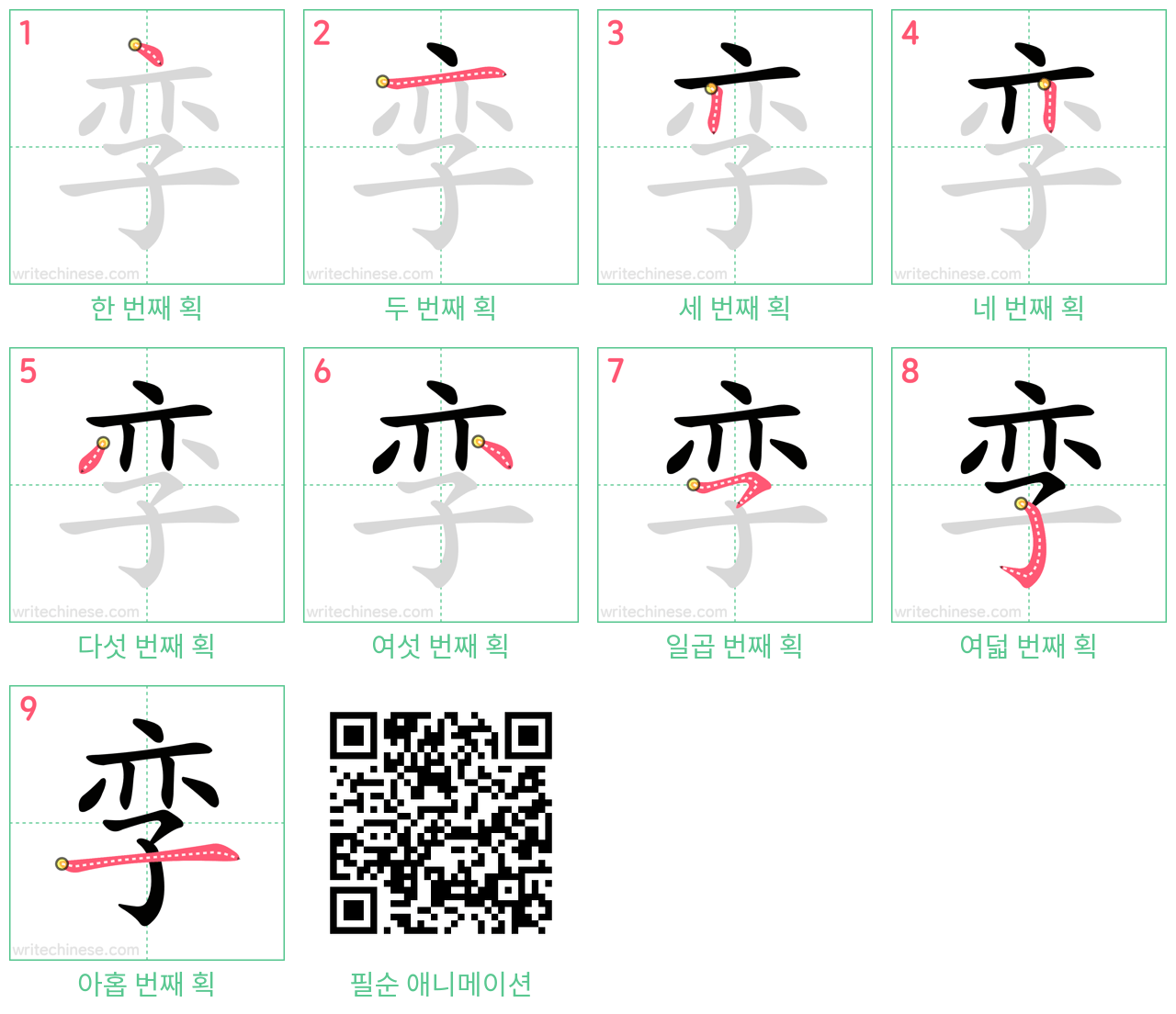 孪 step-by-step stroke order diagrams