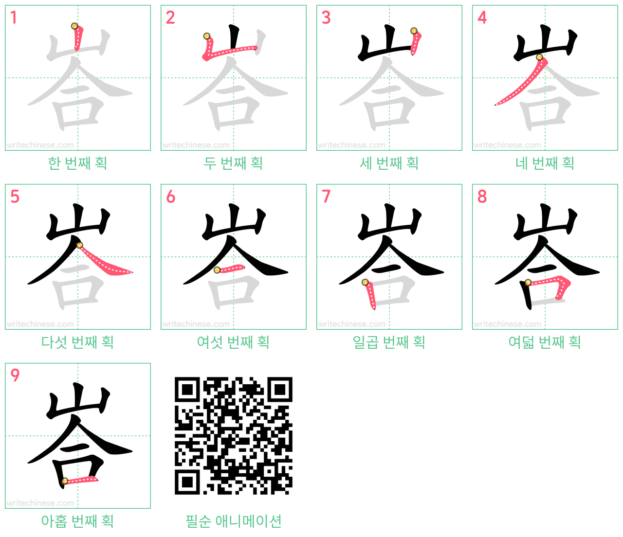 峇 step-by-step stroke order diagrams