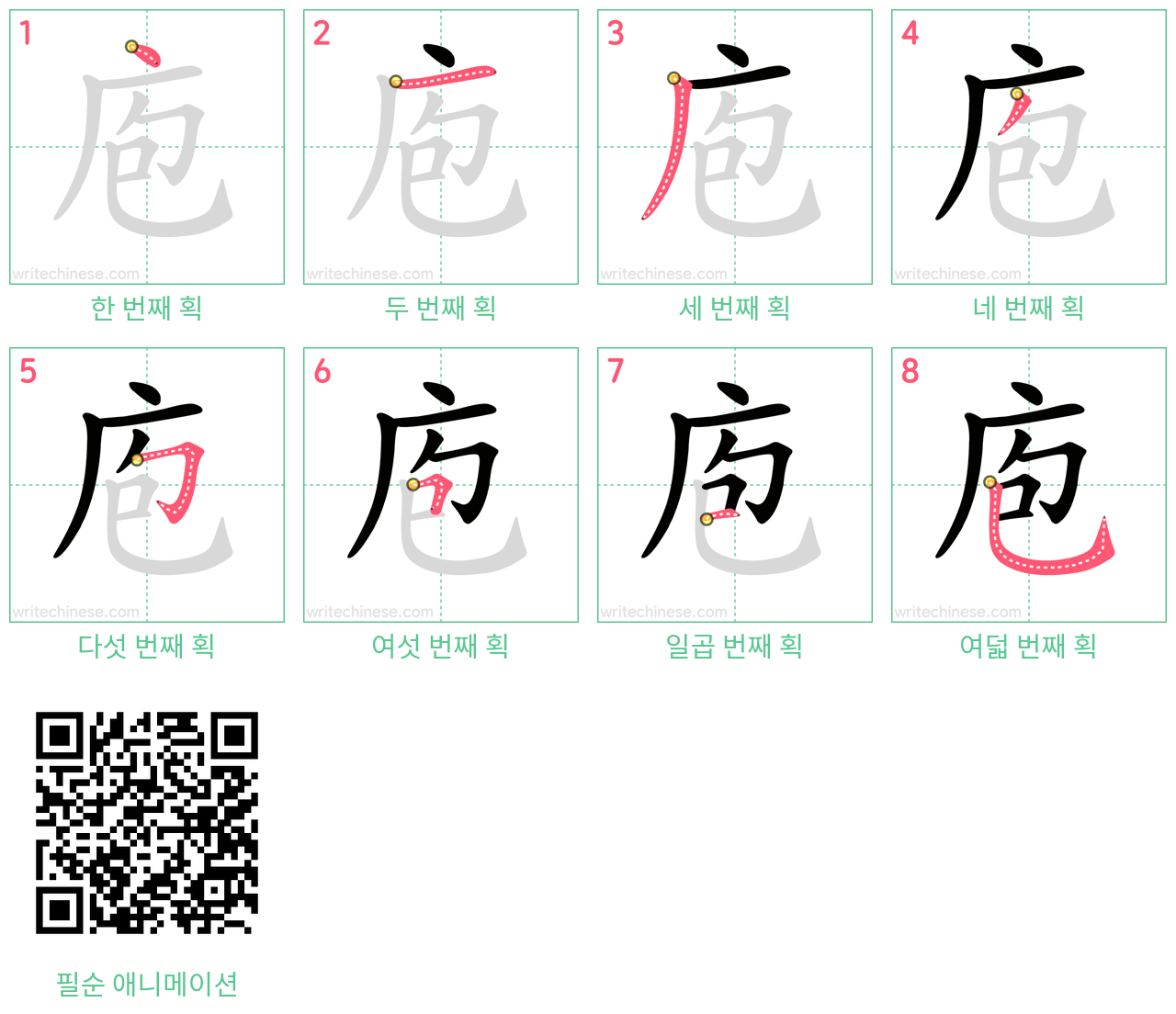庖 step-by-step stroke order diagrams