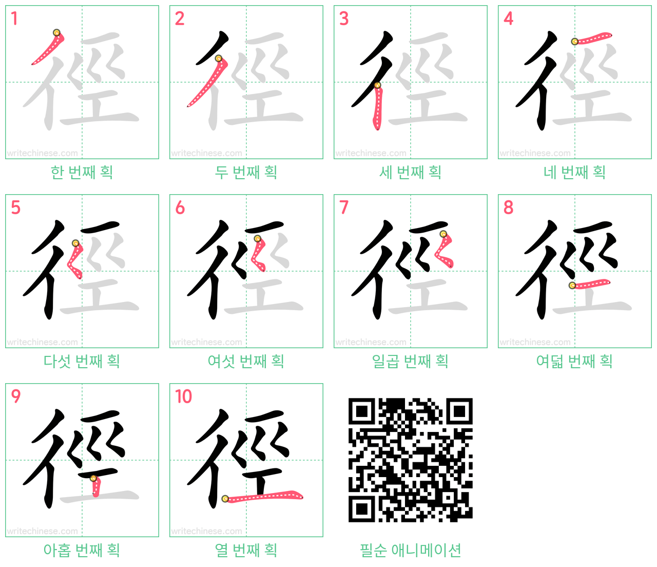 徑 step-by-step stroke order diagrams