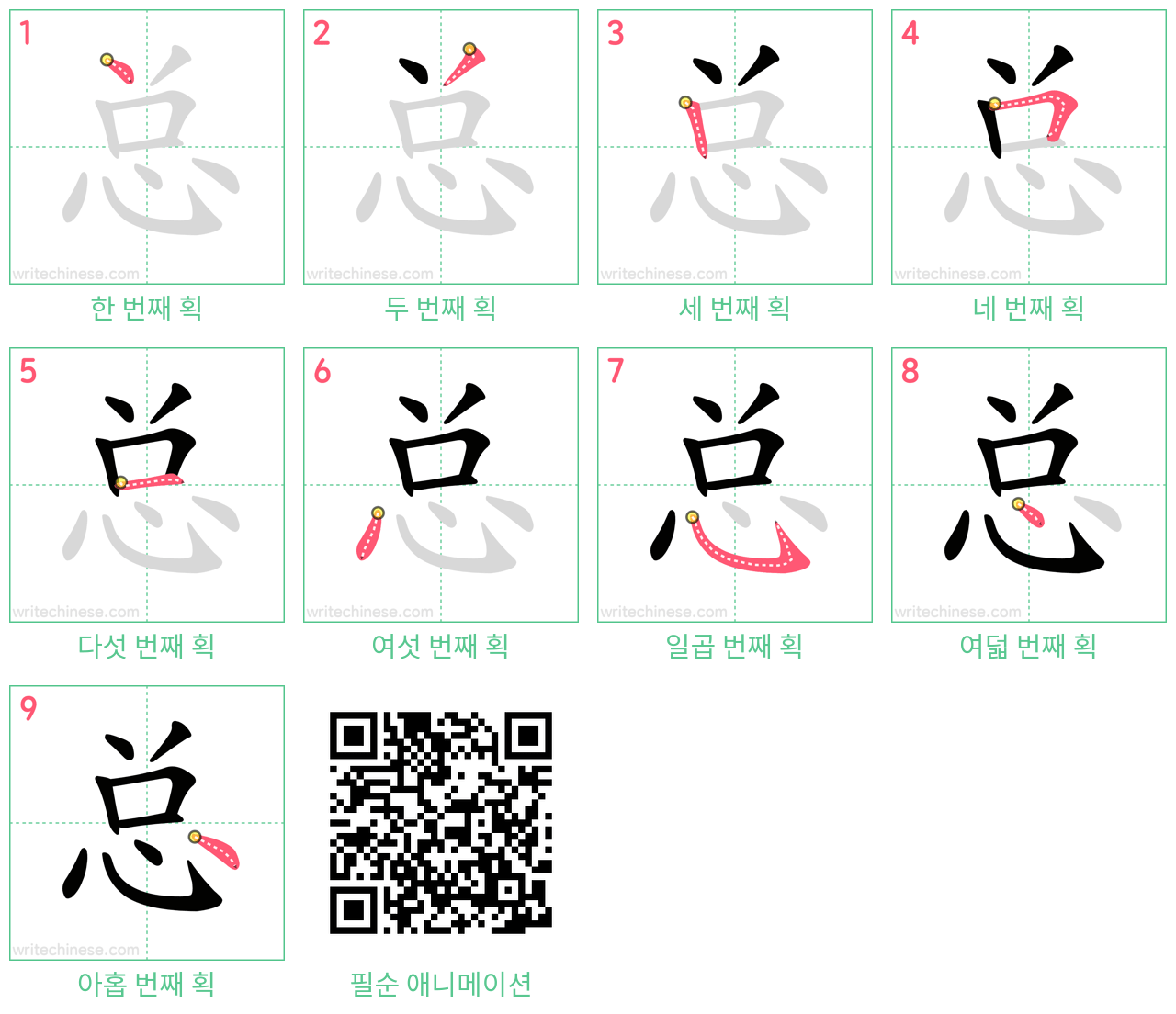 总 step-by-step stroke order diagrams