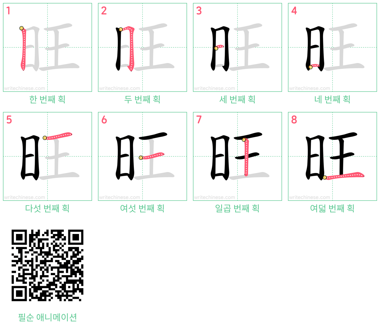 旺 step-by-step stroke order diagrams
