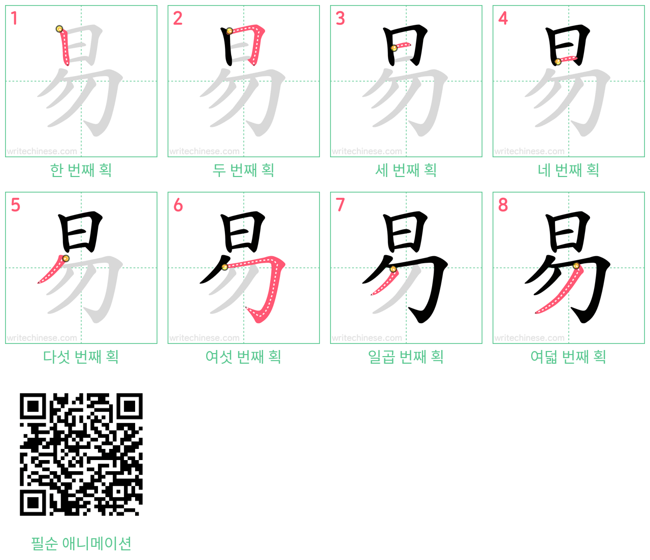 易 step-by-step stroke order diagrams