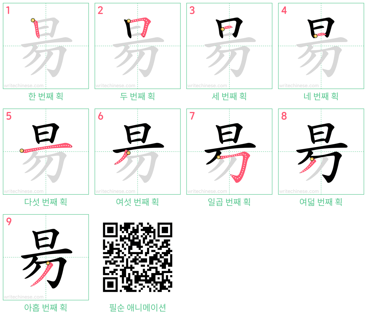 昜 step-by-step stroke order diagrams